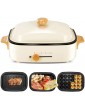 YNB 3-In-1 Indoor Electric Hot Pot 1200W Non-Stick Barbecue Frying Pan Portable Heated Small Takoyaki Maker Rice Cooker for Kitchen,White - B09Z9XDT5ZZ