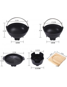 YNB Japanese Single Small Hot Pot 360 Degree Circulating Heating Shabu Shabu Cast Iron Roasting Pan Portable Cooker for Travel - B0B24DGTC9W