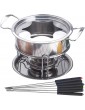 ALWWL Fondue Set Chocolate Cheese Pot Multifunctional Melting Pot Stainless Steel with Colour Coded Fondue Forks Kitchen Accessories for Ice Cream Chocolate Cheese - B08Y6C2N13U