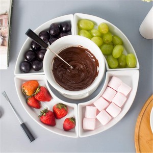 Amiao 9pcs Chocolate Fondue Sets Mini Ceramic Fondue Warmer Bowl Pot with 4 Pieces Color Fondue Forks For Cheese Chocolate Butter - B08T9K46RCG