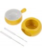 BE-STRONG Fondue Pot with 2 Stainless Steel Forks Set Ceramic Chocolate Fondue Pot Tea Light Stove Porcelain Melting Pot for Cheese Chocolate Candy Ice Cream and Tapas,Yellow - B09T9F7YRDH