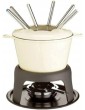 Cast Iron Chocolate Fondue Set with Handles 8 Forks for Melting Chocolate Candy and Candle Making Ice Cream Chocolate Cheese Fondue Set - B0B1P6PS63Z