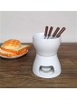 Ceramic Chocolate Fondue Set with Forks-Tea Light Porcelain Melting Pot - B08SCC131DO