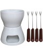 Ceramic Chocolate Fondue Set with Forks-Tea Light Porcelain Melting Pot - B08SCC131DO