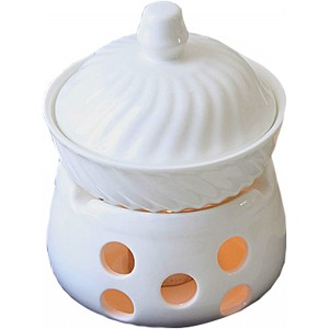 Hcyx Fondue Pot Set Porcelain Chocolate Cheese Warmer Present Gift Does Not Include Candles - B09NDK4ZKLD