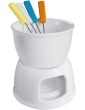 Lawei Fondue Set with 4 Color Forks Premium Tea Light Porcelain Melting Pot for Cheese Chocolate and Tapas White - B071DJ8SJ9J