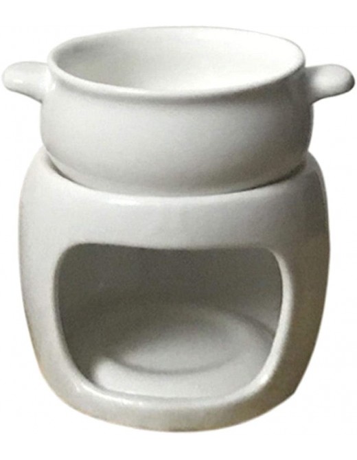 sympuk Ceramic Fondue Set Chocolate Fondue Pot with Tealight Candles Premium Tea Light Porcelain Melting Pot for Cheese Chocolate and Lids for Chess landmark - B08XK65B93I