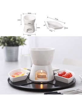 WLGQ Chocolate Fondue Fountain Set Melted Chocolate with Plates 4 Pieces Ceramic Stainless Steel Forks Easy to Use and Clean Long-Lasting Color1 - B09M7ZZXH6W