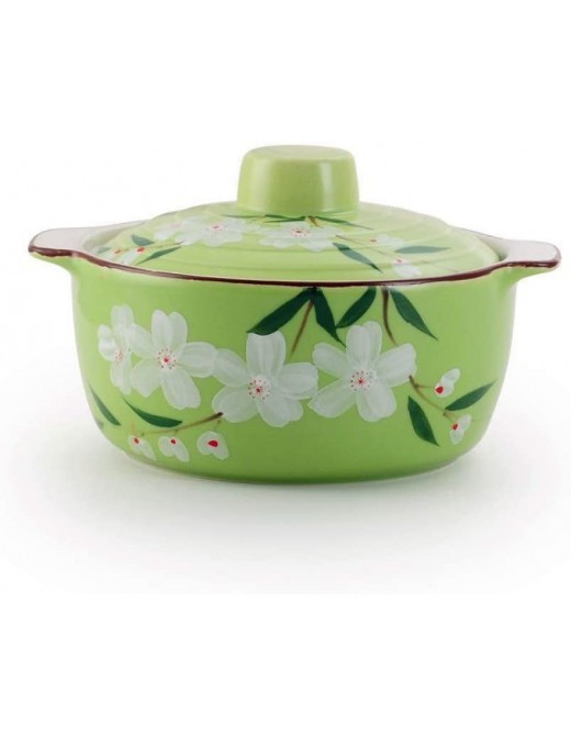 Pan Casserole Color Ceramic Soup Pot Japanese and Korean Ceramic Soup Pot Home Stockpot,Green - B0892GD7GYY
