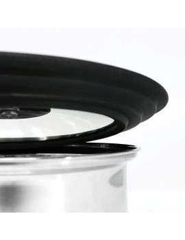 com-four® Universal lid Saucepan lid Pan and Pot Splash Guard Glass with Silicone Rim for pots and Pans Replacement pan lid with Ø 24 26 28 cm 01 Piece Silicone Rim Ø 29cm - B01M0JSM8EU