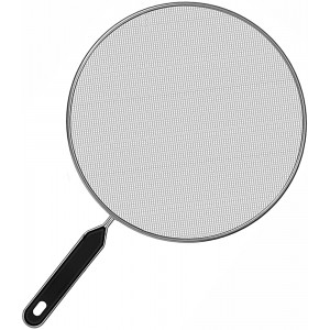 Frying Pan Guard Cover Lid Protector Mesh Splatter Screen with Handle Stainless Steel For Kitchen Pots Cooking No Oil Mess Black Colour Size 29cm1pc Only - B09QST94R2K