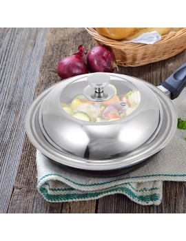 Luxshiny 30cm Universal Pans Pots Lid Cover Stainless Steel Frying Pan Cover with Cool Handle Glass Cookware Lids Cooking Dome Cover Pot Lids Replacement - B09YTGVZJ7R