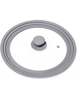 Transparent Glass Lid Universal Lid for Frying Pan-Pots and Skillets Cooking Pan Lid Frying Pan Cover with Heat Resistant Silicone Rim and Knob Suits Pan Pots 26 28 30cm Pan Lid Grey - B099X3KPHDI