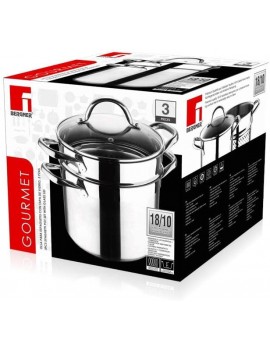 Bergner Gourmet Pasta pots stainless steel with lid 16x21 cm 5l suitable for induction - B004OVP4O8D