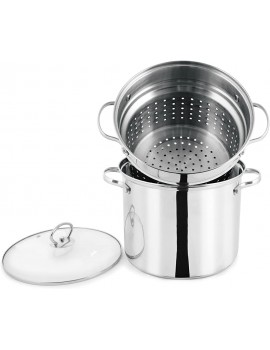 INOXPRAN 596 Pasta Cooker with Lid Stainless Steel Grey 23 x 23 x 22 cm - B01MCWB3EOD
