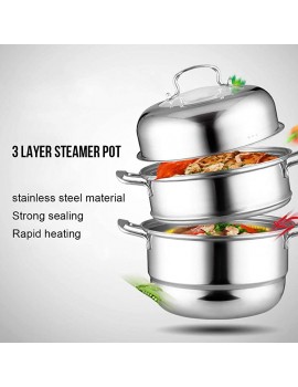 Kitchen Steamer Soup Cooker Waterproof Food Steamer 3 Layer Compartment for Cooking Soup Steaming Food - B08TRV3VPDB