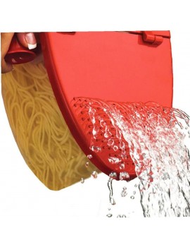 Microwave Pasta Cooker Spaghetti Bowl with Strainer Noodle Pot for Dorms Kitchens Offices red - B09YH71X55K