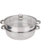 Steamer Pot Steel Steamer Pot Smooth And Round Surface 2-Layer Steamer Pot The Lid Is Made Glass for Stock Pot Pot Pan - B08ZYWTH2TQ
