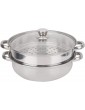 Steamer Pot Steel Steamer Pot Smooth And Round Surface 2-Layer Steamer Pot The Lid Is Made Glass for Stock Pot Pot Pan - B08ZYWTH2TQ