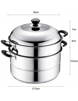 XuYuanjiaShop Household Stockpot Stainless Steel Thickening Composite Pot Bottom 2 Layer Steamer Steamer with Lid Induction Cooker Available - B07XX5DBS3P