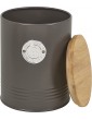 Biscuit Tin with Bamboo Lid Black Durable Carbon Steel Cookie Jar Airtight Lid on the Biscuit Barrel for Prolonged Freshness Stylish Biscuit Jar for Sleek Kitchen Décor 18.5 x 14 cm - B09DTC6MRDF