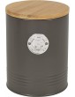 Biscuit Tin with Bamboo Lid Black Durable Carbon Steel Cookie Jar Airtight Lid on the Biscuit Barrel for Prolonged Freshness Stylish Biscuit Jar for Sleek Kitchen Décor 18.5 x 14 cm - B09DTC6MRDF