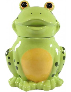 Ebros Whimsical Froggie Croak The Green Spotted Frog Ceramic Cookie Jar Container Figurine 8" Tall Animal Amphibians Toads Frogs Collectible Country Rustic Home Kitchen Party Hosting Accessory - B08P7N1SNBE