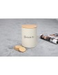 EHC Round Enamel Biscuit Jar Cookie Container With Lid Food Storage Canister Barrel With Airtight Bamboo Lid Cream - B07SD8GJFXO