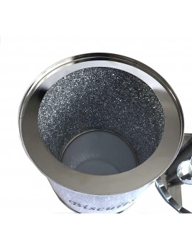 Glamified Diamond Crushed Silver Biscuit Canister Jar Tin Silver Trimmings Crystal Filled Kitchen Storage - B09BG263M7T