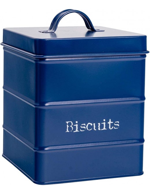 Harbour Housewares Industrial Biscuit Tin Vintage Style Steel Kitchen Storage Caddy with Lid Navy - B0821MM9X8V