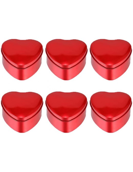 Heart Shaped Metal Tins 6Pcs Candy Biscuits Boxes with Lids Empty Jar Candy Cans Containers for Valentines Day DIY Crafts Chocolate Biscuit Spices & Salve - B09NZ92X98N