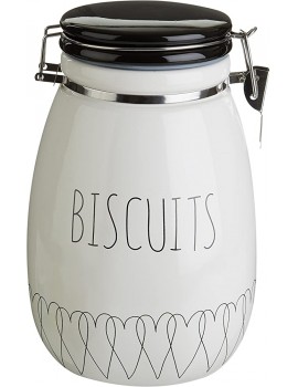 Premier Housewares Heartlines Biscuit Tin with Biscuit Tins Storage Canister Jars for Storage Dolomite Tea Coffee Sugar Jars White - B01DT91066U