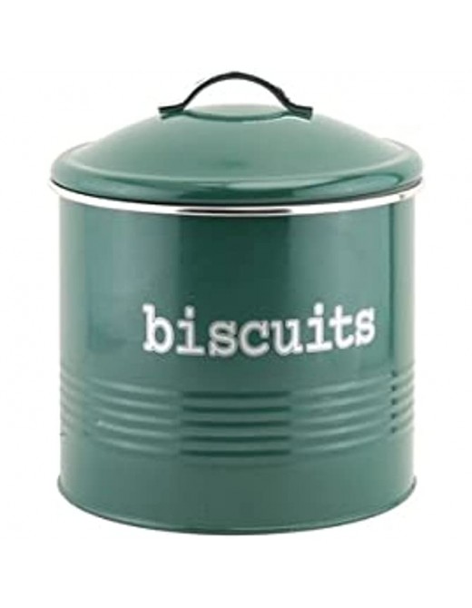 Primes DIY Round Biscuits Storage Canister Jar Cookie Container with Lid Dark Green Fjord - B09MWC8N4MR
