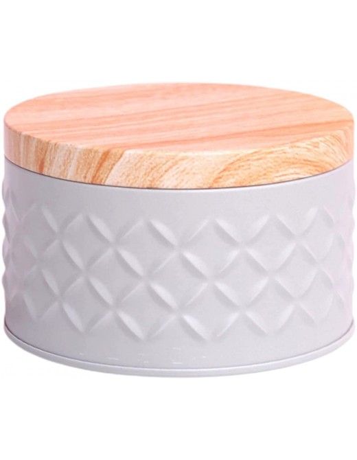 Round Wood Grain Candy Storage Box Large Capacity Metal Biscuit Tin with Lid Candy Biscuit Cake Storage Container Round Baking and Cake Tin for Special Occasions and Holidays Grey - B09HV4RXWXO