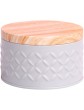 Round Wood Grain Candy Storage Box Large Capacity Metal Biscuit Tin with Lid Candy Biscuit Cake Storage Container Round Baking and Cake Tin for Special Occasions and Holidays Grey - B09HV4RXWXO