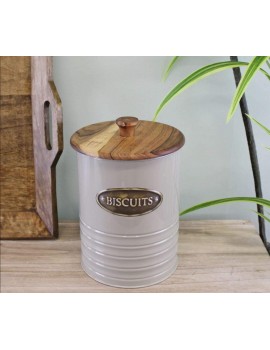 Sifcon PLC Biscuit Tin with Wooden Lid Grey Sage - B084VTZRHYH