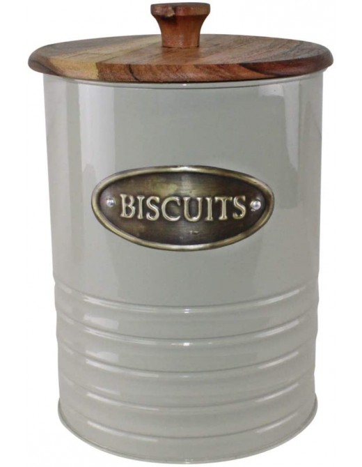 Sifcon PLC Biscuit Tin with Wooden Lid Grey Sage - B084VTZRHYH