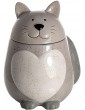 SPOTTED DOG GIFT COMPANY Cookie Jar Large Ceramic Storage Jar with Lid Novelty Grey White Cat Themed Gift for Cat Lovers Women and Men - B07T69PK7SU