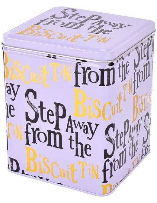 Step Away from The Biscuits Tin Caddy Cookie Container White Black Gold 16.5 cm - B093PV6BV3Y