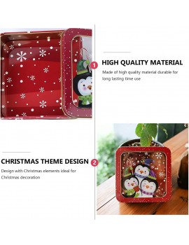 VALICLUD Christmas Tinplate Empty Tin Square Candy Cookie Gift Storage Container Box Penguin - B08K2GZXD8D