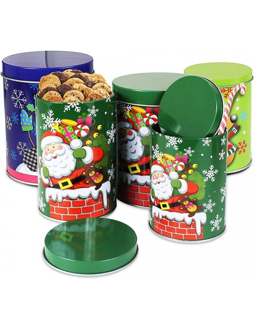 Vision4ever 3 x Christmas Cake Tins Cookie Sweets Storage Jar Biscuit Tea Sugar Nested Gift Random - B09JWTT8VCJ