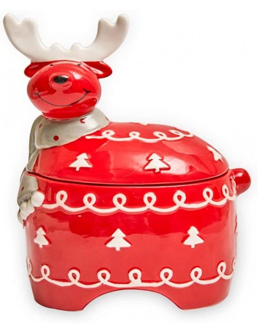 WQSMSZ Christmas Candy Tin Elk Creative Storage Jar Decoration Home Holiday Ceramic Storage Sealed Biscuit Tin 6.4x8inches - B09KL46SZ8Q