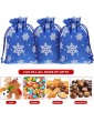 cabilock 10Pcs Christmas Drawstring Gift Bags Snowflake Burlap Holiday Candy Treats Goodie Tote Bag Gift Wrapping Sacks Christmas Party Favors Blue - B09L4GRCJ2X
