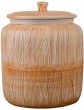 Food Storage Containe Ceramic Storage Tank Large Capacity Kitchen Food Storage Tank Sealed Imitation Wood Barrel Grain Container 5kg Capacity Gift  Color : Wood color  Size : 26.3*23cm  - B081L919Q7R