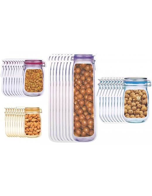 Funklu Mason Jar Zip Bags Pack of 40 Food Bags Storage Bags Reusable zer Bags Mason Bag Leak-Proof Sealed Food Storage Bags for Baking Biscuits Sweets - B093D6B31DT