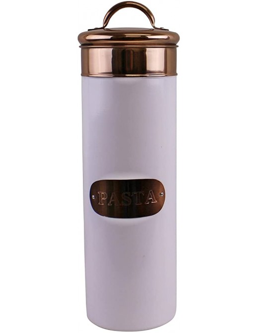 HoitoDeals Strong Copper & White Metal Design Pasta Tin Canister Storage Box 1Pcs - B09B6DB981W