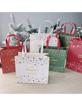 Large Christmas New Year Gift Bag: 2pcs Holiday Paper Candy Bags Merry Christmas Tote Bag Xmas Present Bags for Goody Cookie Xmas Party Favor - B09JW97CJRV