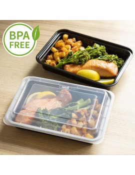 [10 Pack] 1 Compartment BPA Free Reusable Meal Prep Containers Plastic Food Storage Trays with Airtight Lids Microwavable Freezer and Dishwasher Safe Stackable Bento Lunch Boxes 28 oz - B073N49WSYB