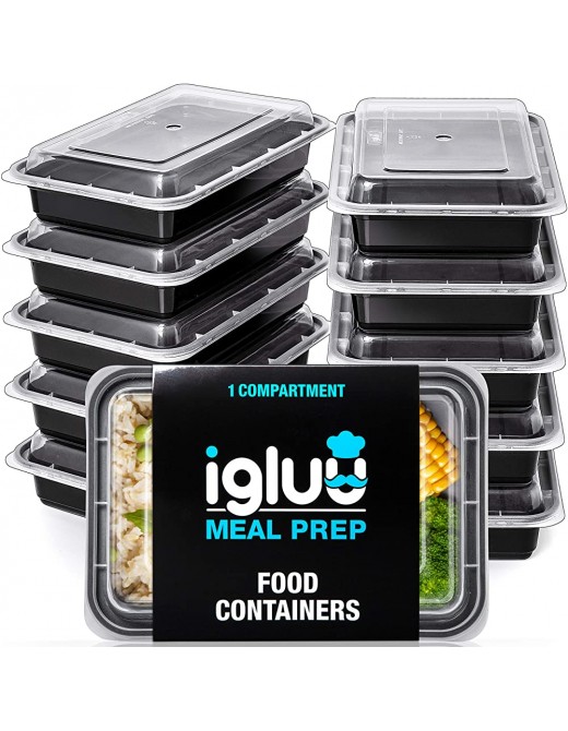 [10 Pack] 1 Compartment BPA Free Reusable Meal Prep Containers Plastic Food Storage Trays with Airtight Lids Microwavable Freezer and Dishwasher Safe Stackable Bento Lunch Boxes 28 oz - B073N49WSYB