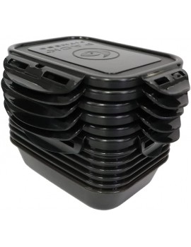 6 Pack Fitness Sure Seal Meal Prep Containers Set of 6 24oz Stealth Black Black - B09S1BJHTNR